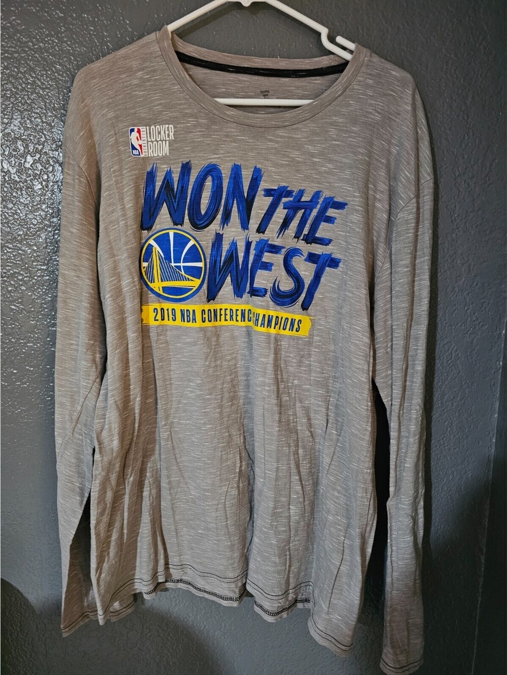 Mens Fanatics NBA Golden State Warriors Long Sleeve Shirt Gray Size X Large 2019